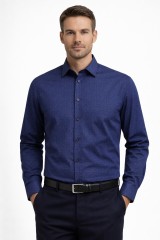                              NM h.u normál fit elasztikus ing - Sötétkék pöttyös Normál fazon